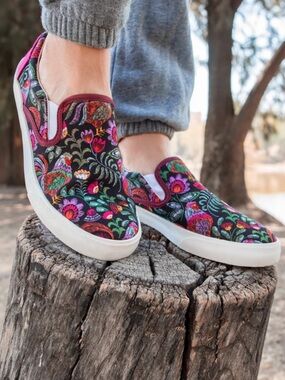 inkkas Rooster slip one Black Floral Slip-On sneakers